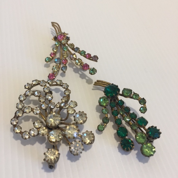 VINTAGE BROOCHES X 3  gold tone circa 1950s - Picture 11 of 14